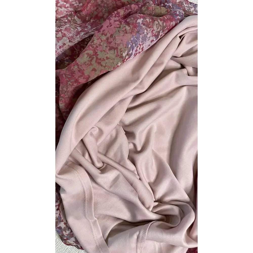 Breakin' Loose Y2K 90s Floral Ruffle V-Neck Asymetrical Midi Dress Pink Sz 9/10 - Picture 12 of 15